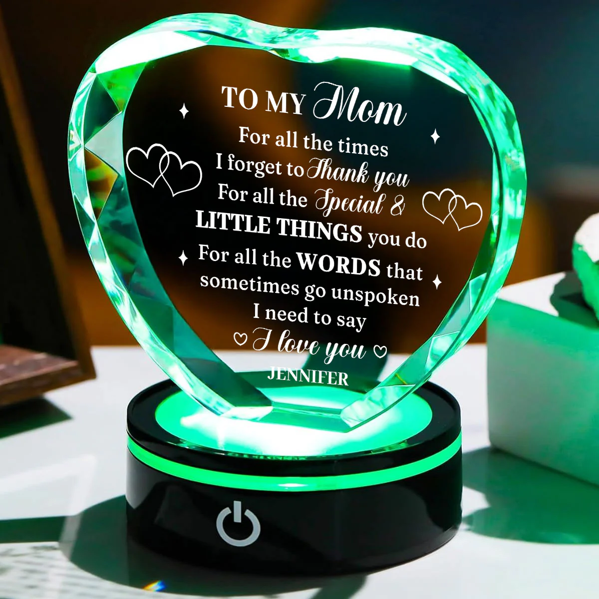 I Love You Mom - Personalized Custom Crystal Led Light - Image 3