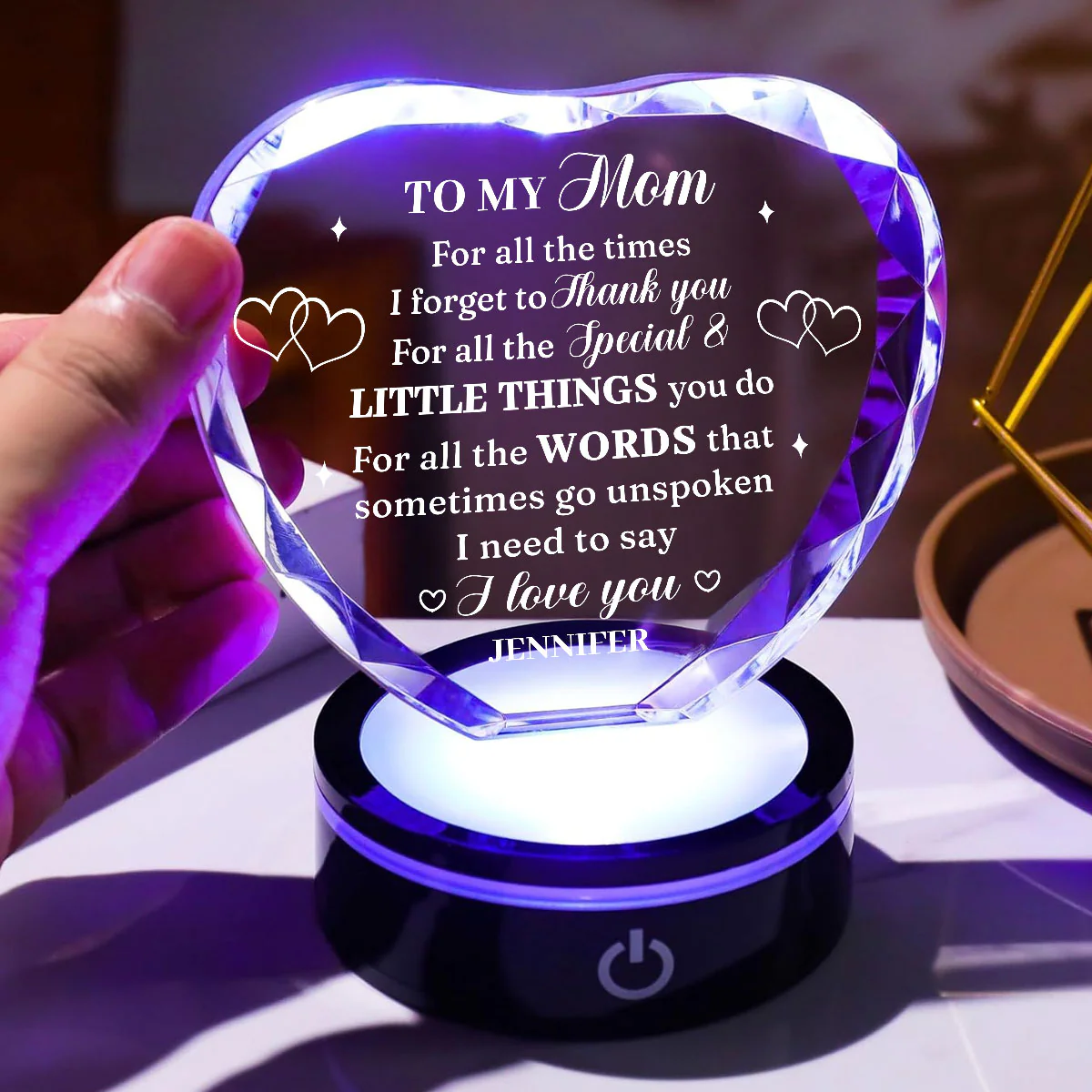 I Love You Mom - Personalized Custom Crystal Led Light - Image 4