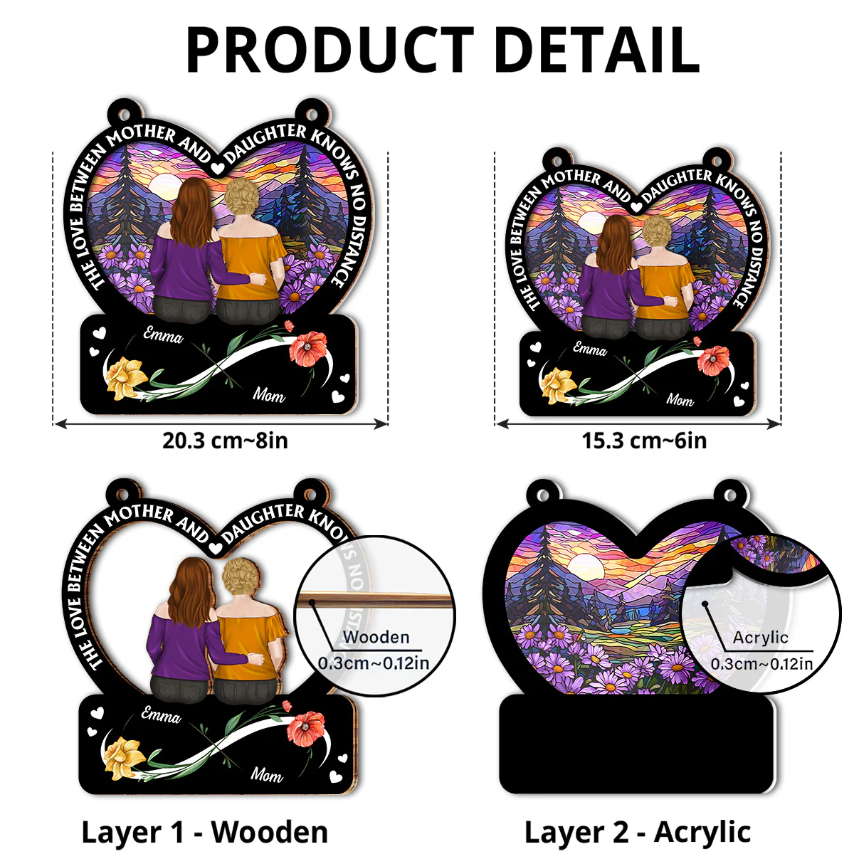 I Love You Mom - Personalized Custom Suncatcher - Image 4