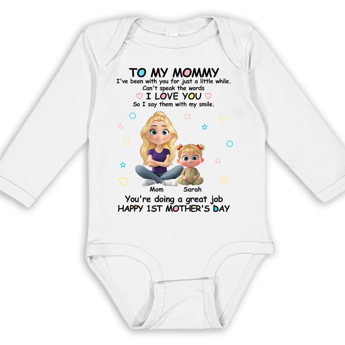 I Love You Mommy - Personalized Custom Long Sleeve Baby Onesie