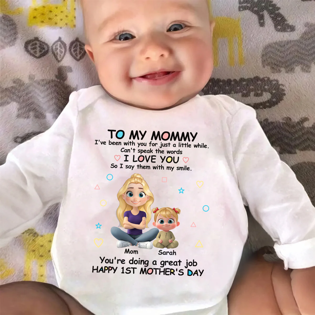 I Love You Mommy - Personalized Custom Long Sleeve Baby Onesie - Image 2