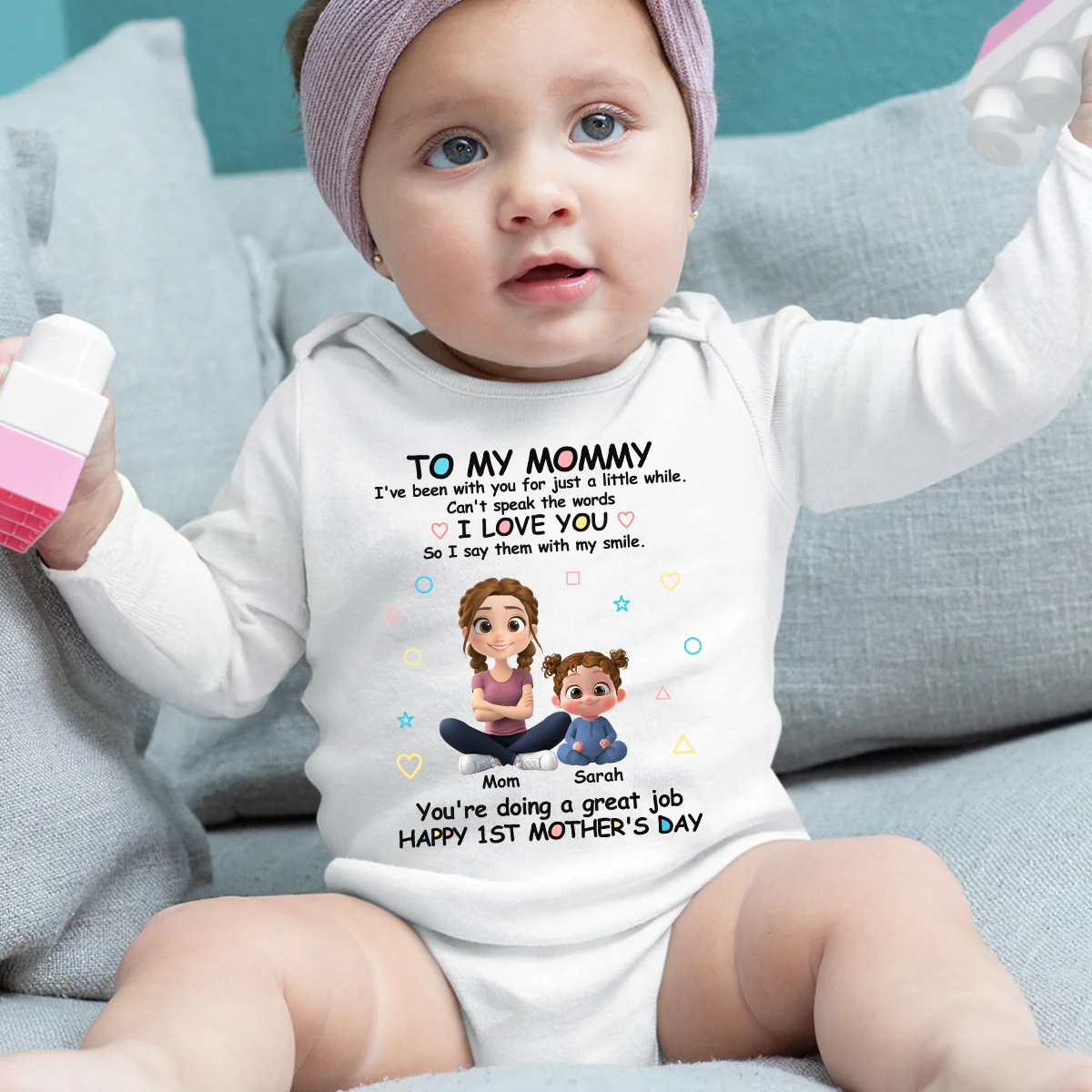 I Love You Mommy - Personalized Custom Long Sleeve Baby Onesie - Image 3