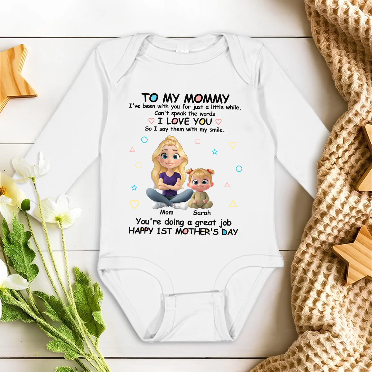 I Love You Mommy - Personalized Custom Long Sleeve Baby Onesie - Image 6