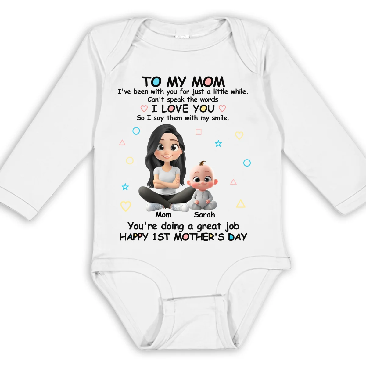 I Love You Mommy - Personalized Custom Long Sleeve Baby Onesie - Image 7