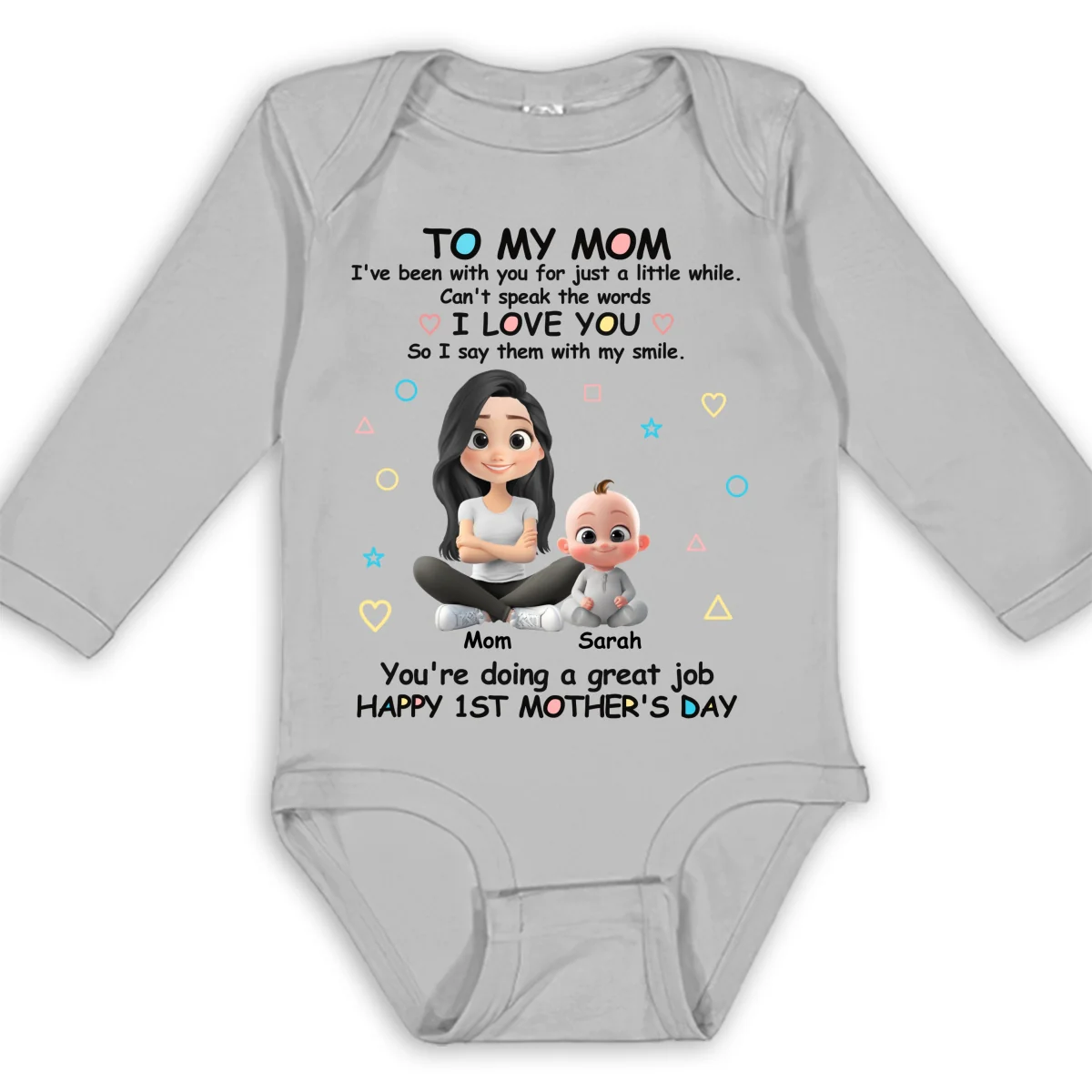 I Love You Mommy - Personalized Custom Long Sleeve Baby Onesie - Image 8