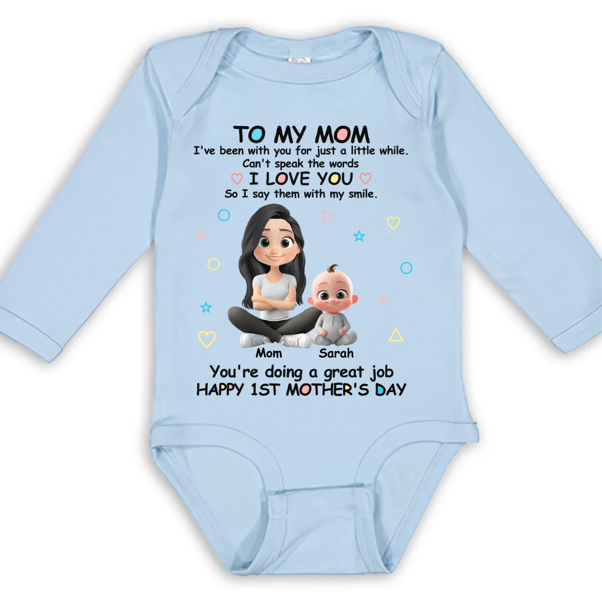 I Love You Mommy - Personalized Custom Long Sleeve Baby Onesie - Image 9
