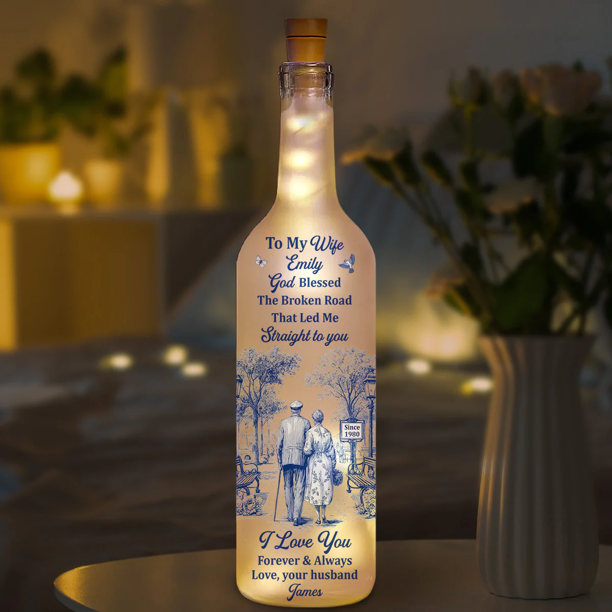 I Love You - Personalized Custom Bottle Lamp - Image 2