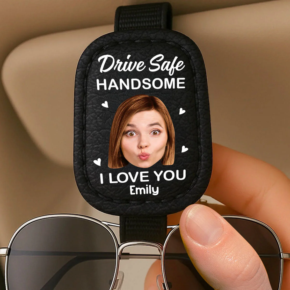 I Love You - Personalized Custom Sunglasses Holder For Car Visor - Image 3