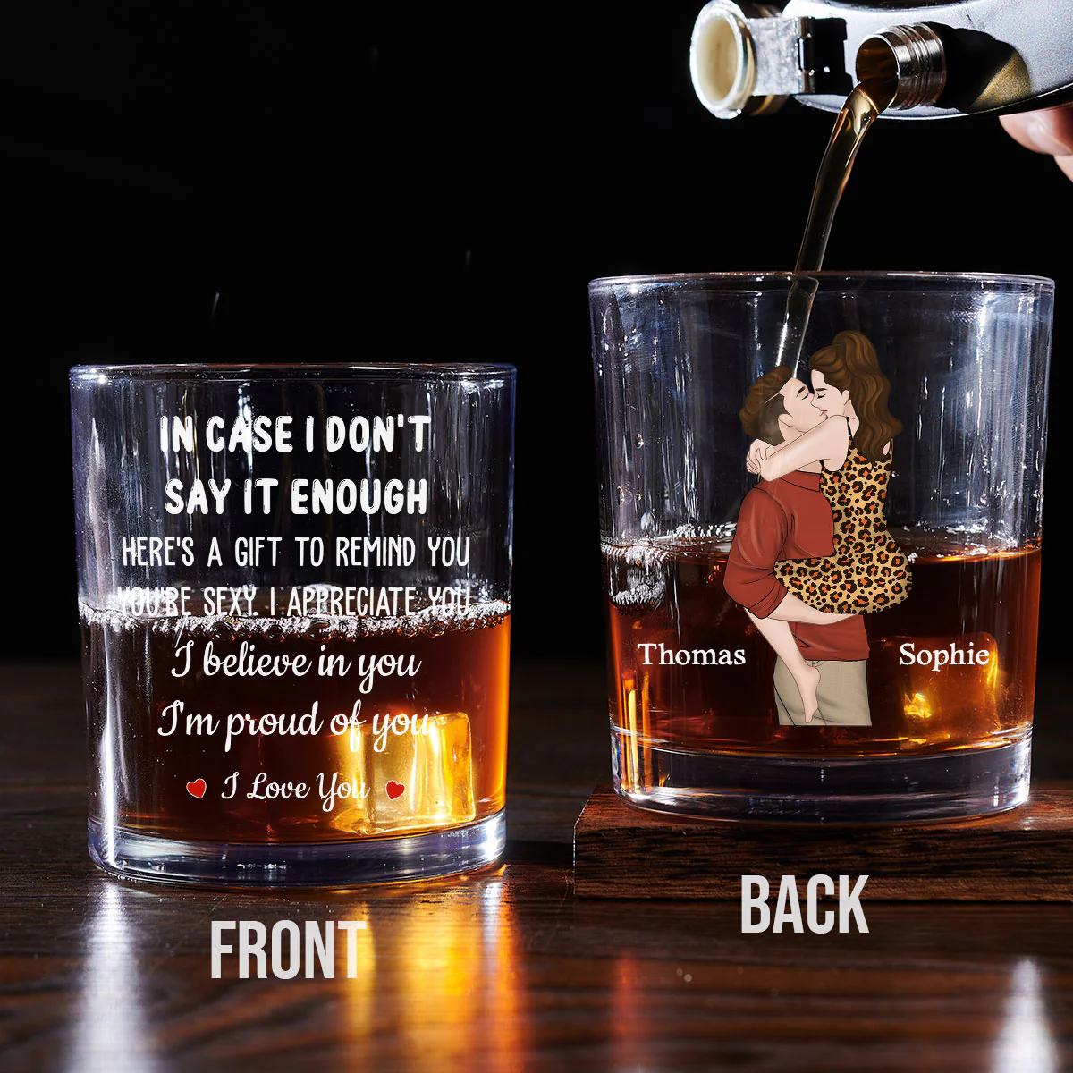 I Love You - Personalized Custom Whiskey Glass - Image 3