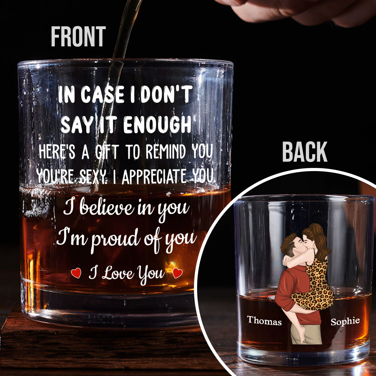 I Love You - Personalized Custom Whiskey Glass - Image 4