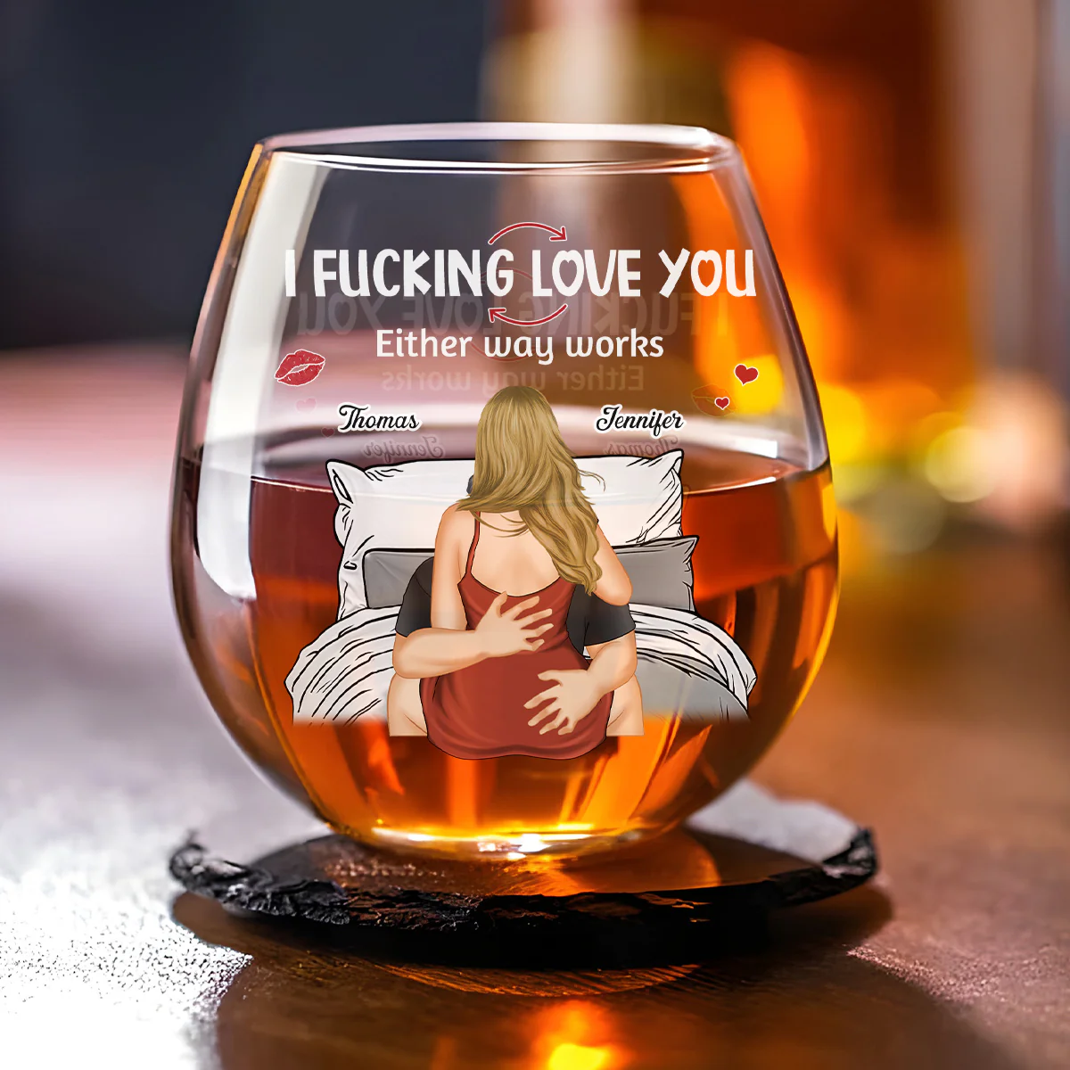 I Love You - Personalized Custom Wine Glass - Image 3