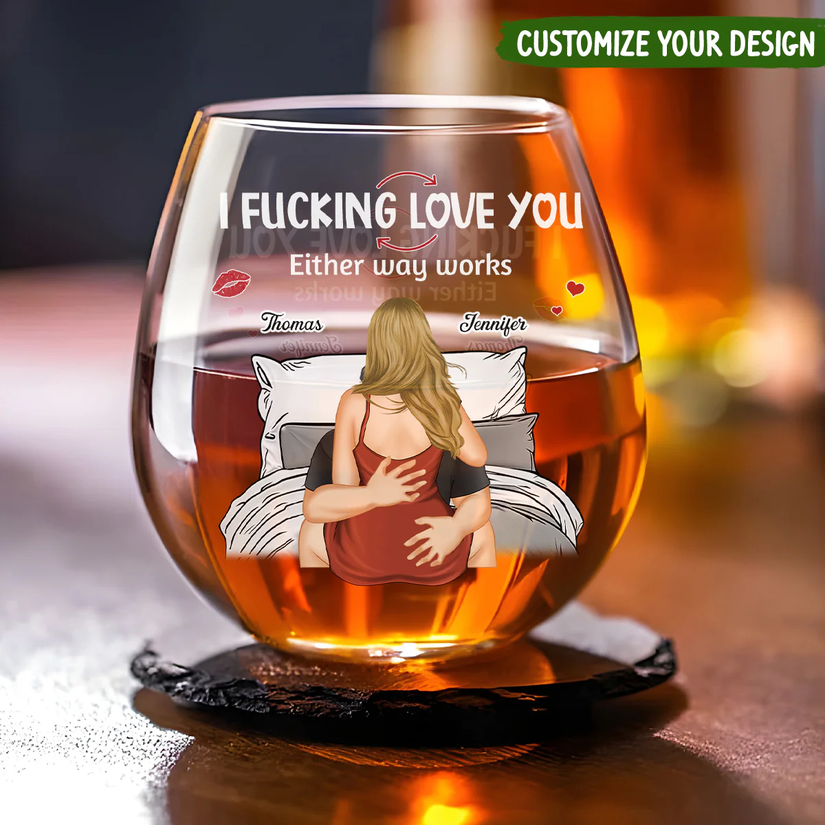 I Love You - Personalized Custom Wine Glass - Image 4