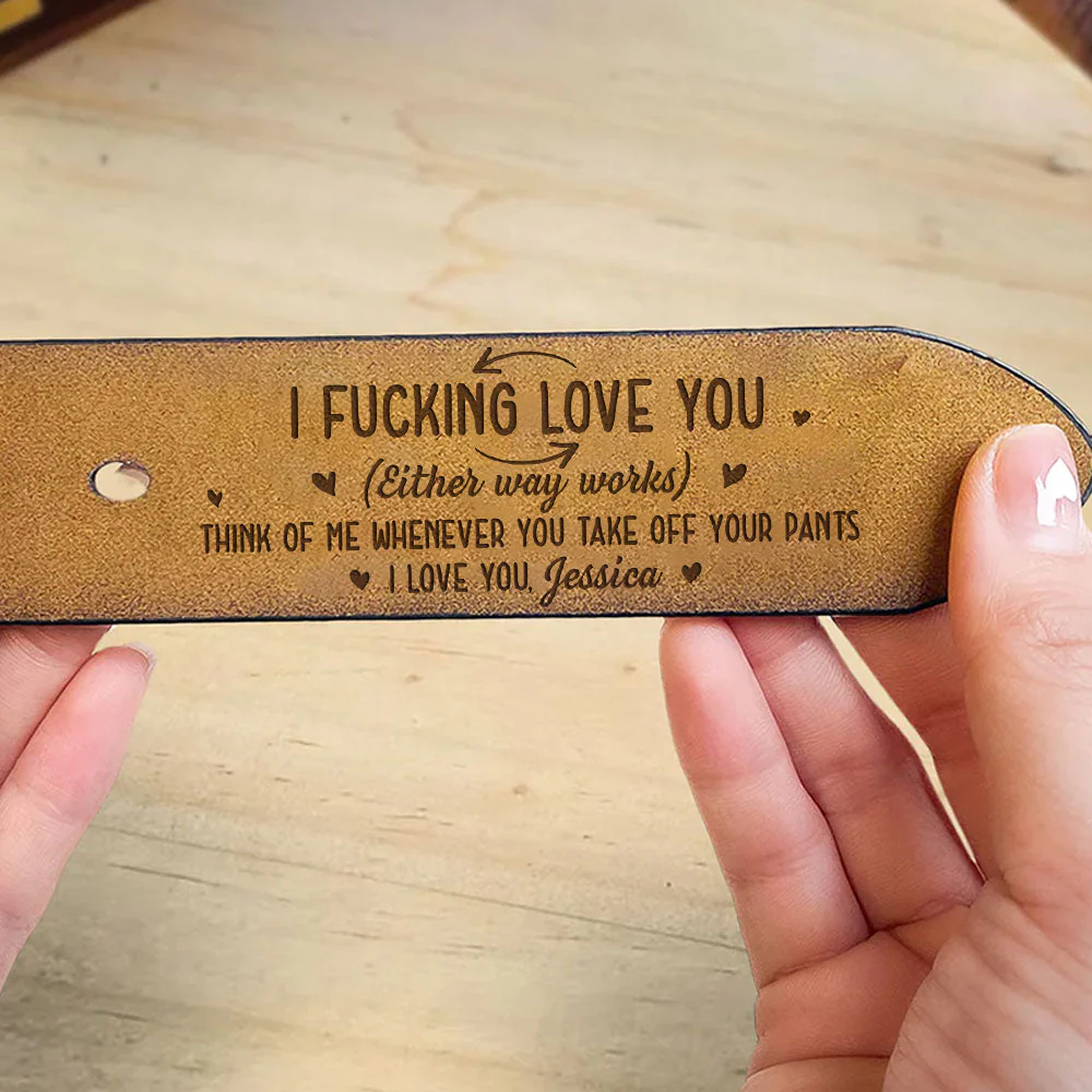 I Love You - Personalized Engraved Leather Belt - Image 3