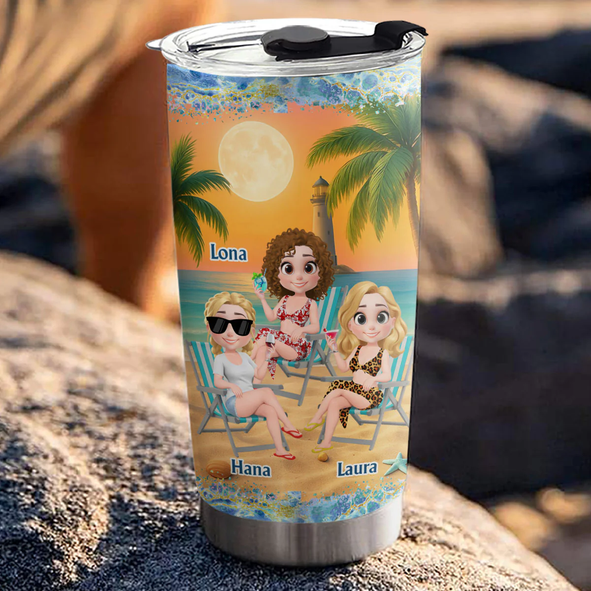 I Love You To The Beach And Back Best Friends - Personalized Custom Tumbler - Image 6