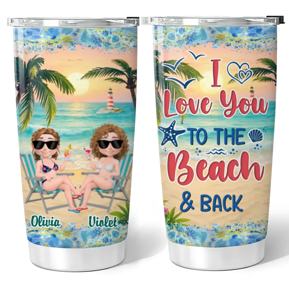 I Love You To The Beach And Back Cartoonize - Personalized Custom Tumbler - Image 6