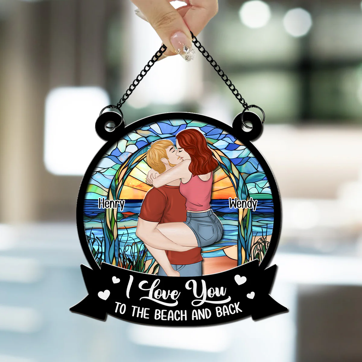 I Love You To The Beach And Back - Personalized Custom Suncatcher - Image 3