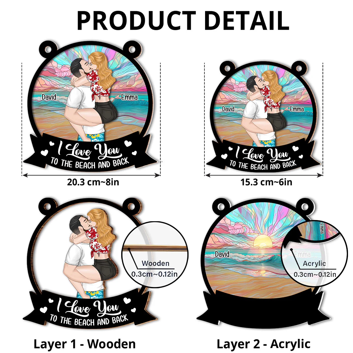 I Love You To The Beach And Back - Personalized Custom Suncatcher - Image 4