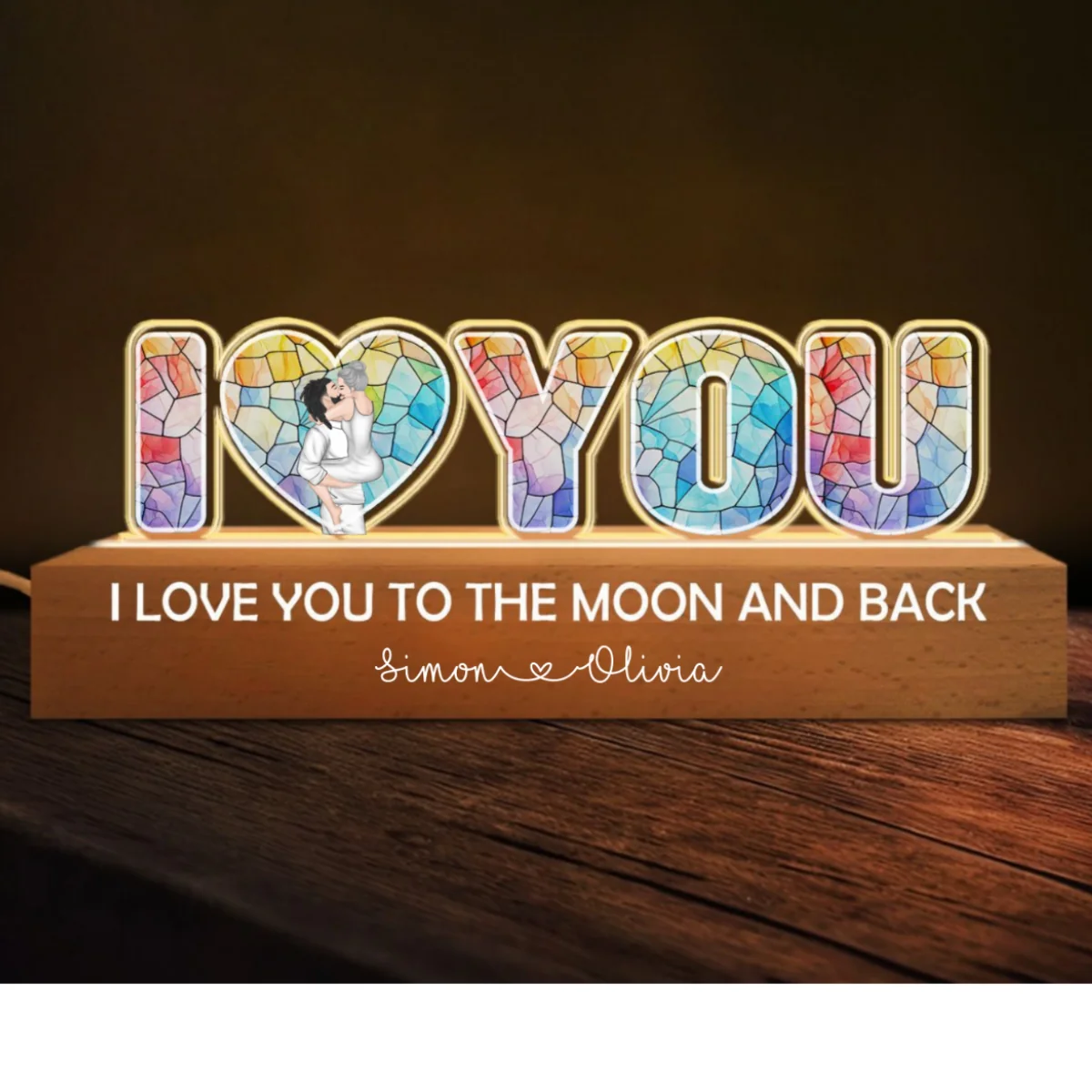 I Love You To The Moon And Back - Personalized Custom Acrylic 3D LED Night Light - Image 6