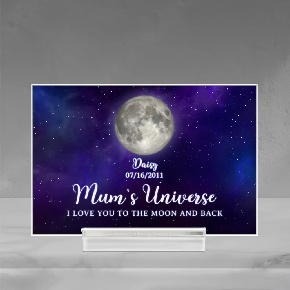 I Love You To The Moon And Back - Personalized Custom Acrylic Plaque With Base - Image 5