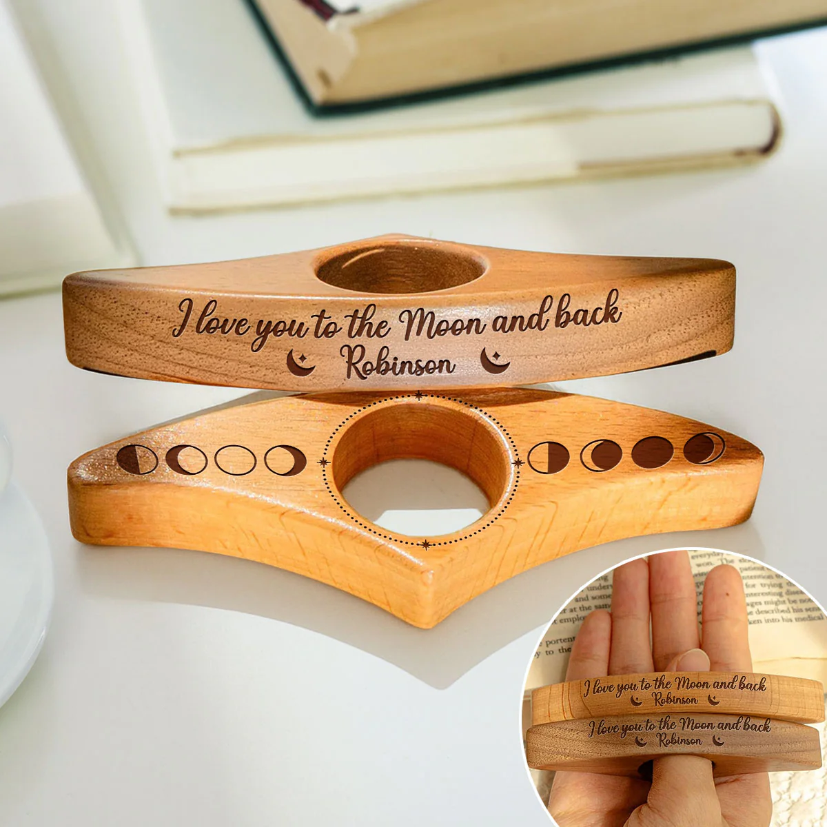 I Love You To The Moon And Back - Personalized Custom Book Page Holder - Image 5