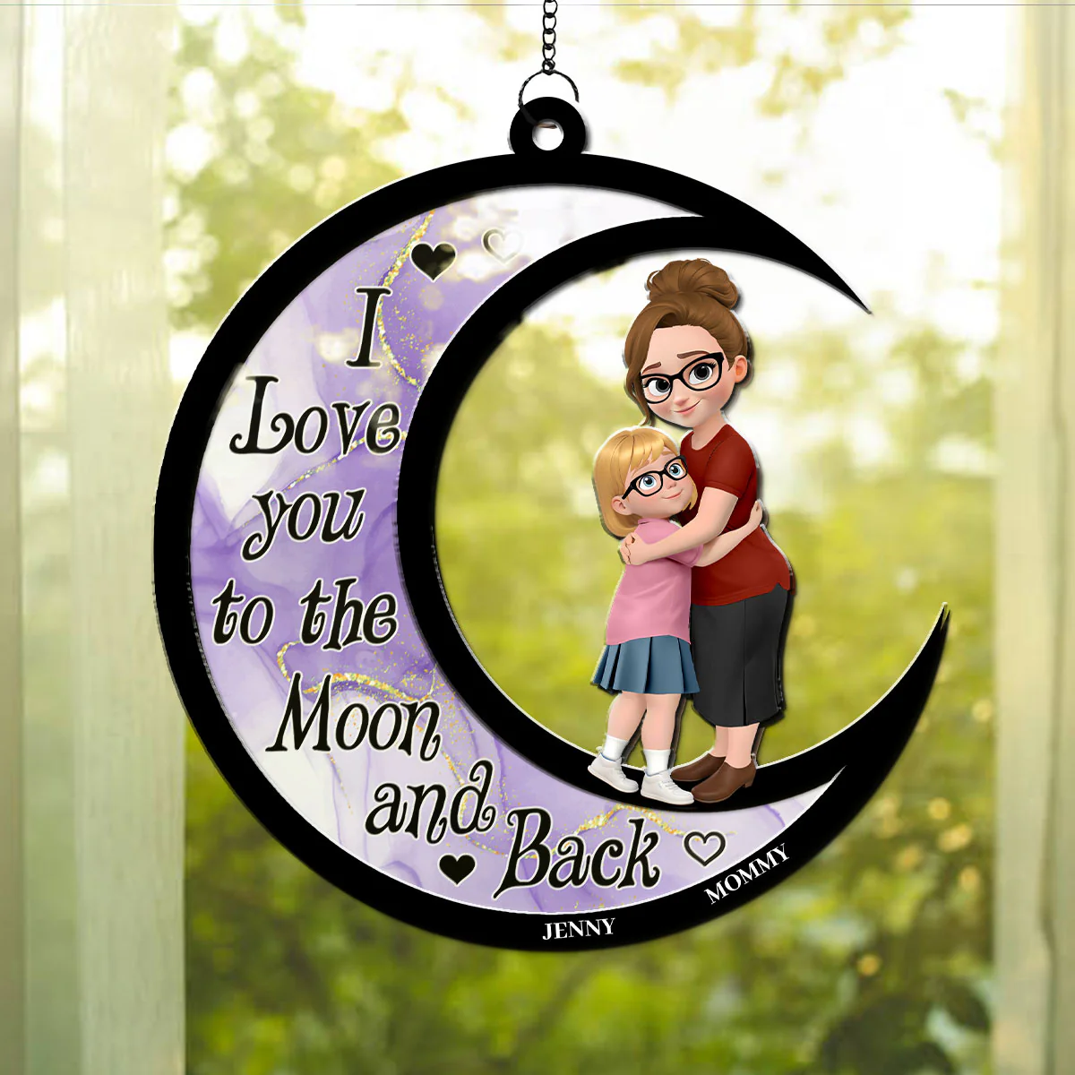 I Love You To The Moon And Back - Personalized Custom Suncatcher - Image 2
