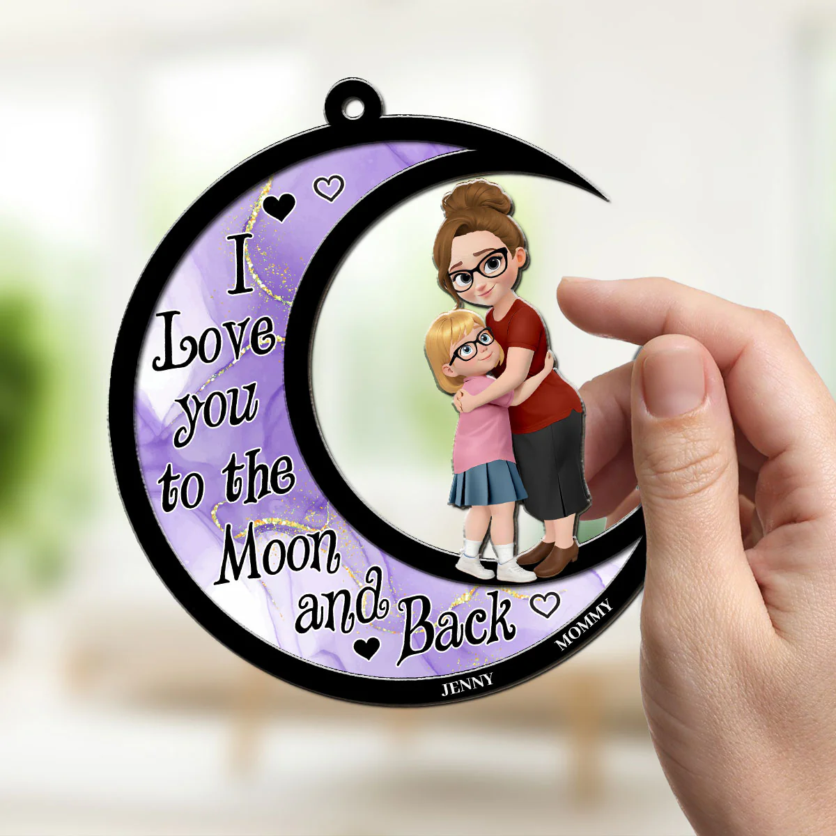 I Love You To The Moon And Back - Personalized Custom Suncatcher - Image 3