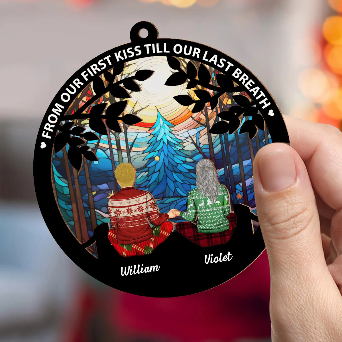 I Love You To The Moon And Back - Personalized Custom Suncatcher Ornament - Image 3