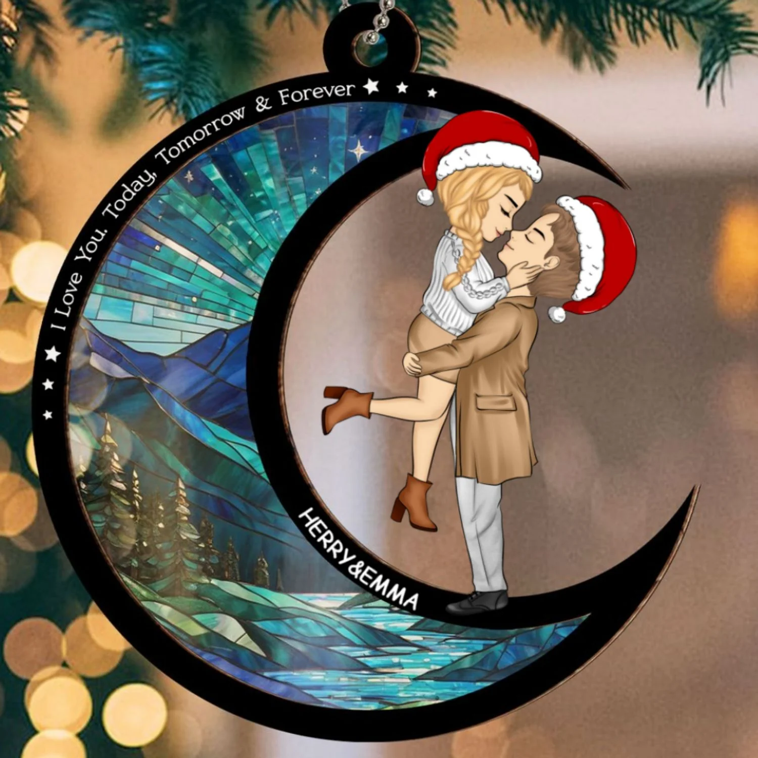 I Love You Today, Tomorrow, Forever - Personalized Custom Suncatcher Ornament - Image 5