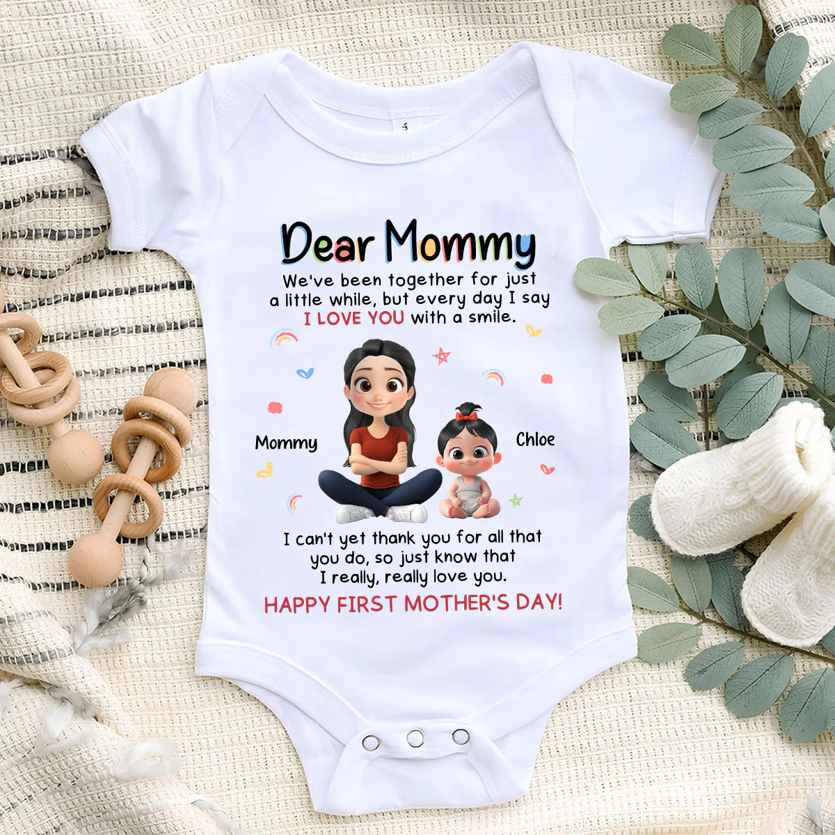 I Love You With A Smile - Personalized Custom Baby Onesie - Image 3