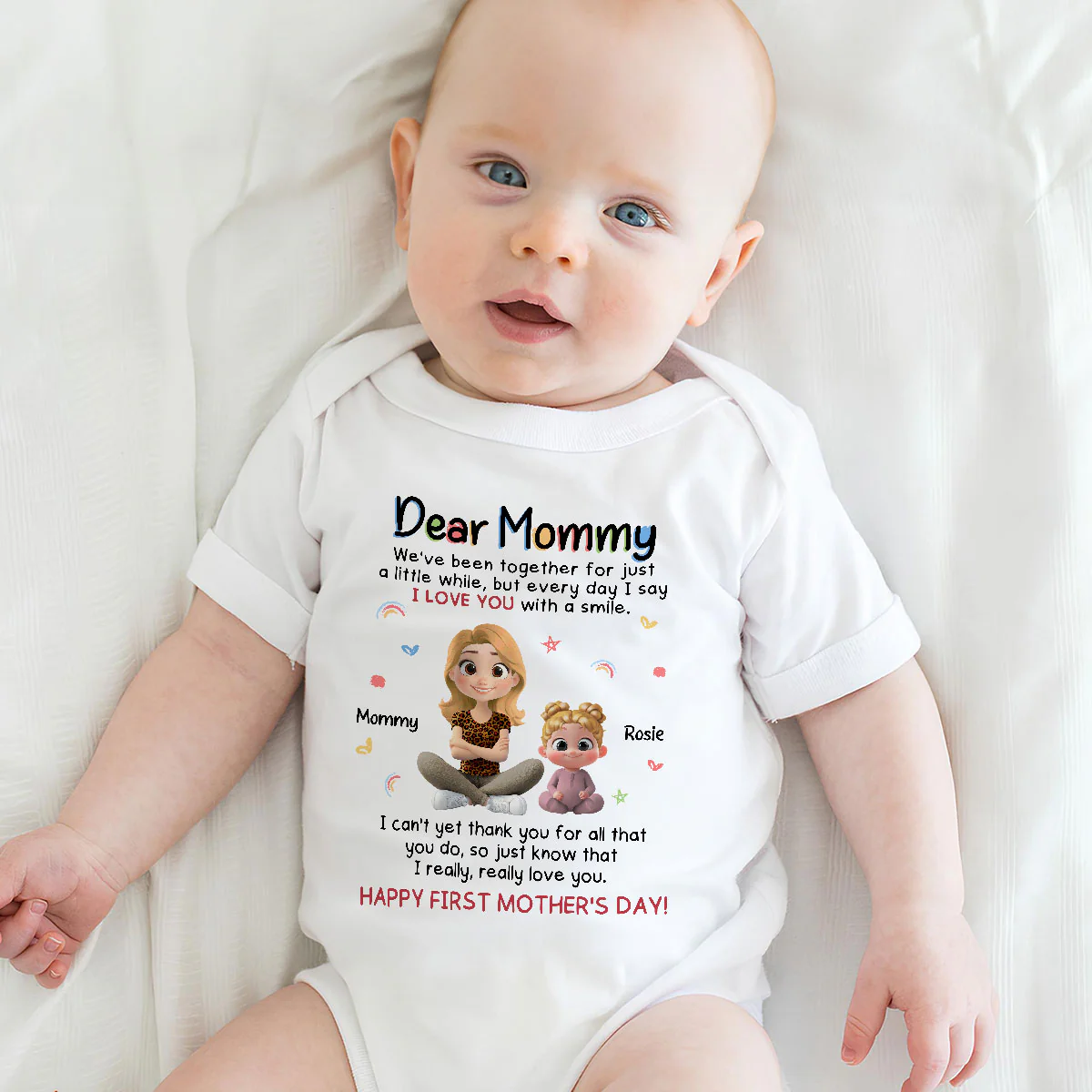 I Love You With A Smile - Personalized Custom Baby Onesie - Image 4
