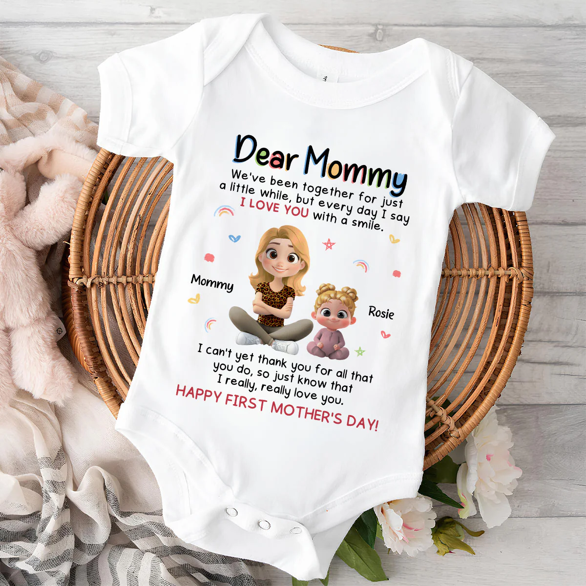 I Love You With A Smile - Personalized Custom Baby Onesie - Image 7