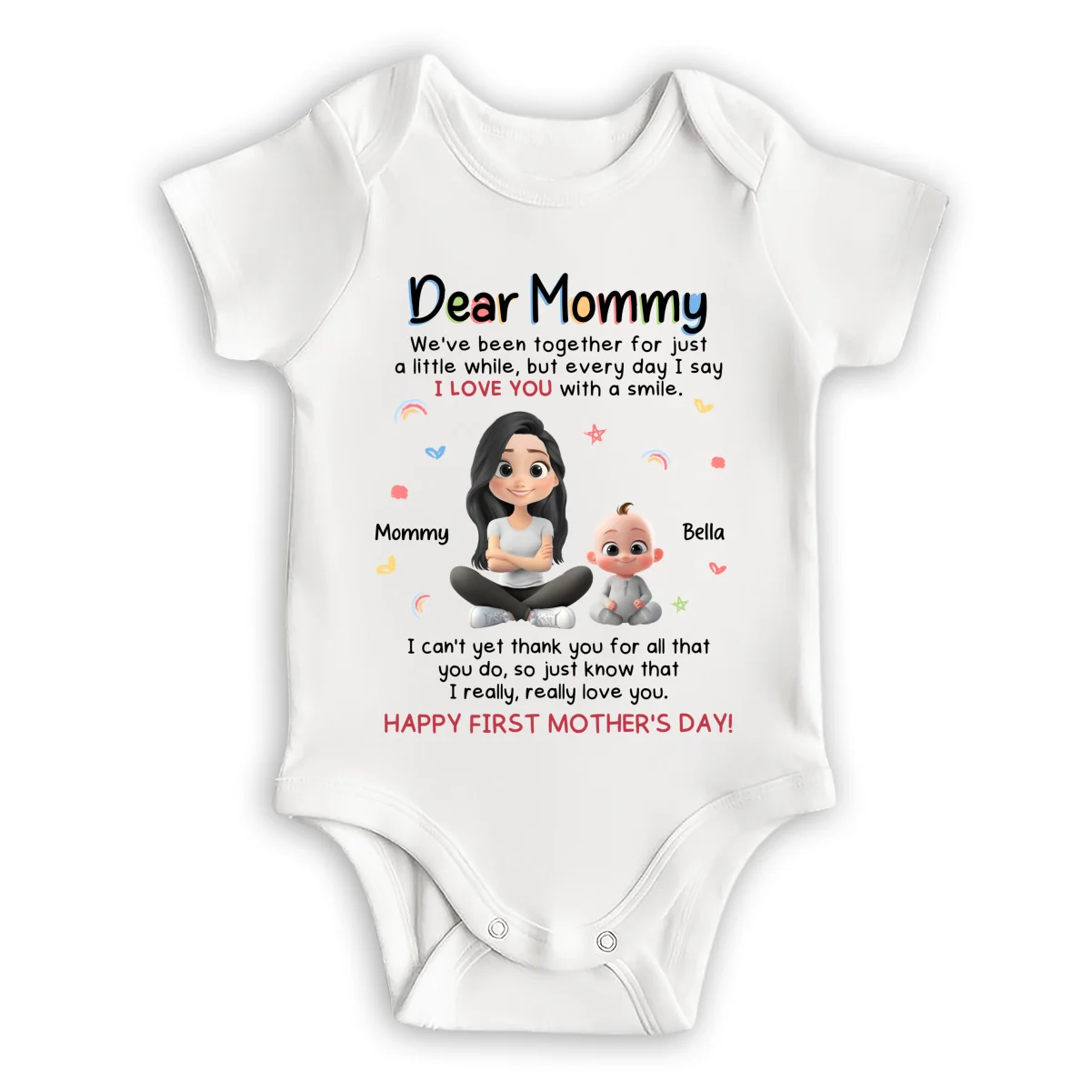I Love You With A Smile - Personalized Custom Baby Onesie - Image 8