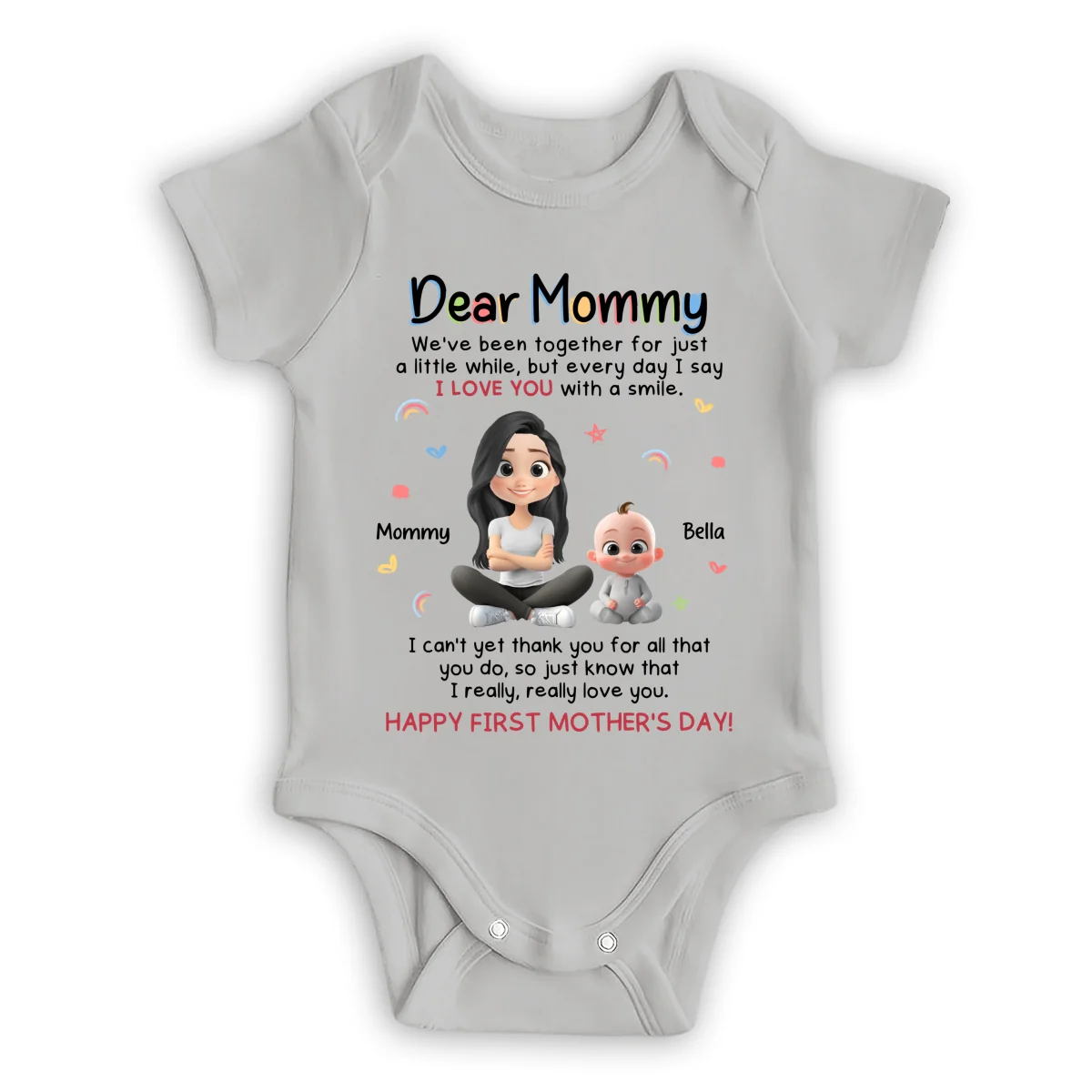 I Love You With A Smile - Personalized Custom Baby Onesie - Image 9
