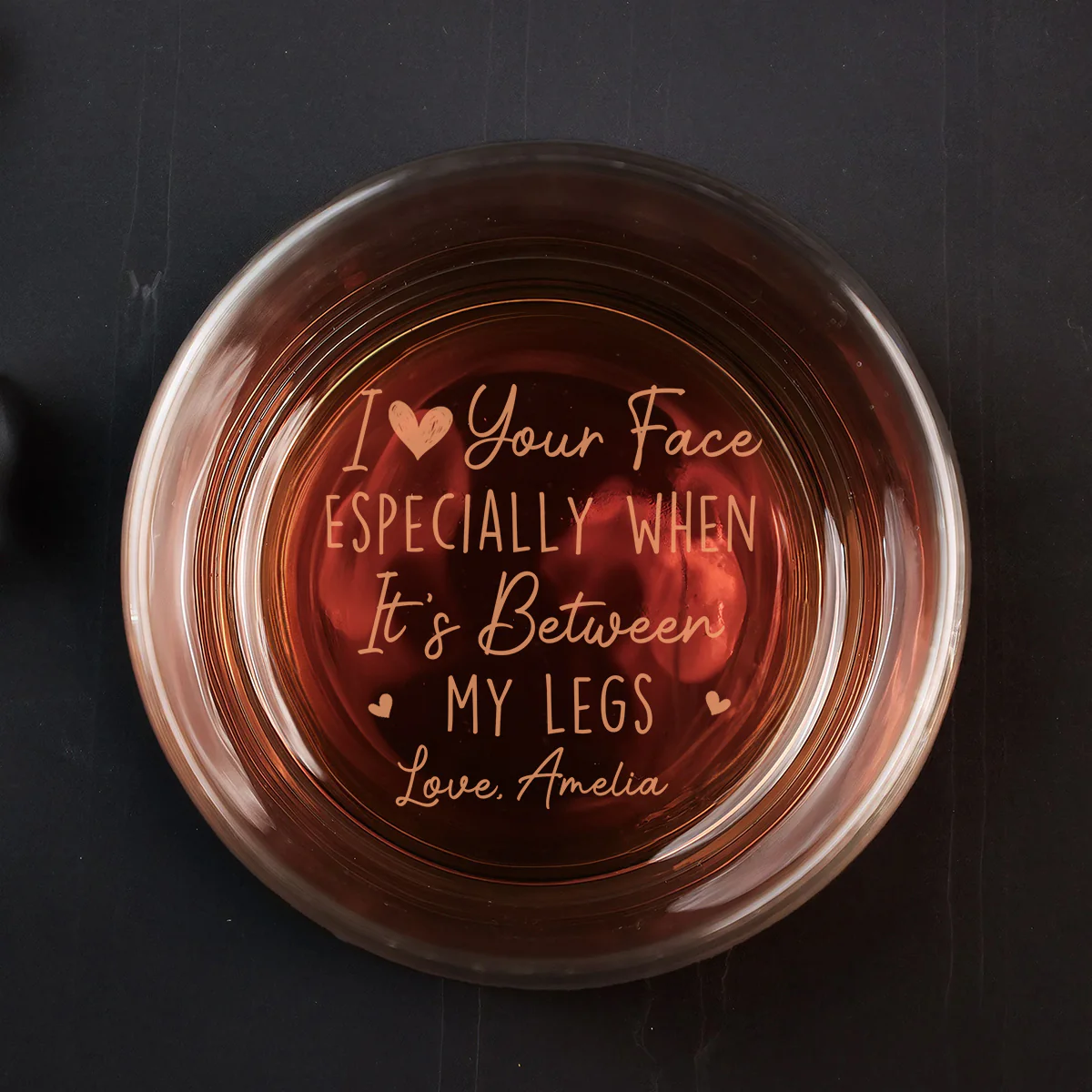 I Love Your Face - Personalized Custom Engraved Whiskey Glass - Image 3