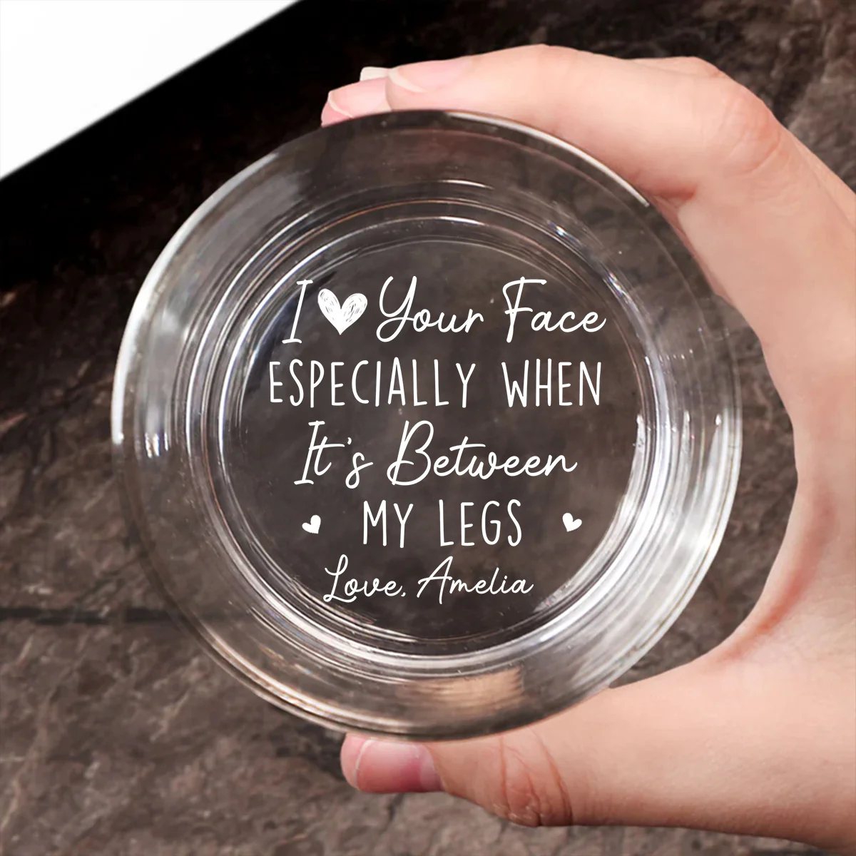 I Love Your Face - Personalized Custom Engraved Whiskey Glass - Image 4
