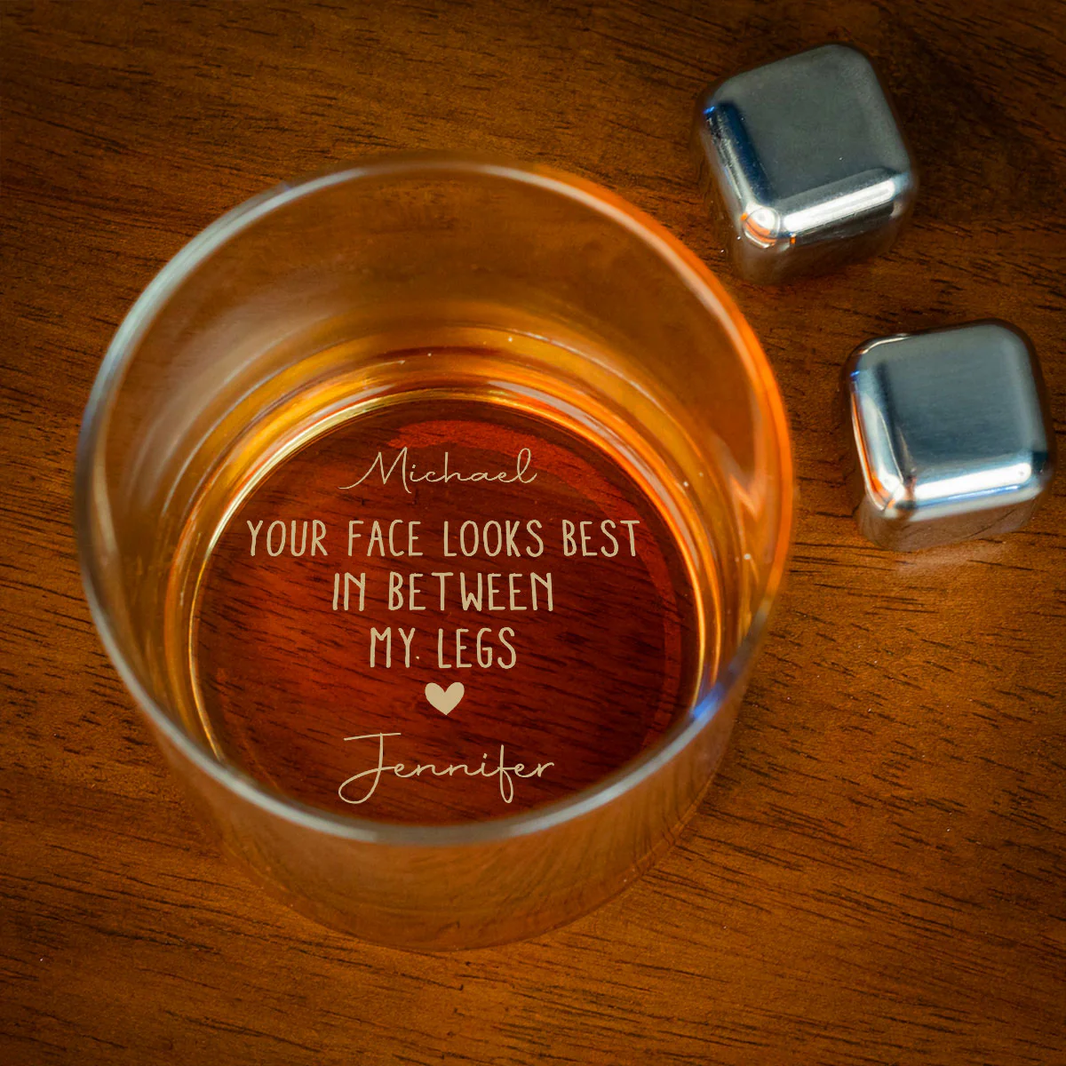 I Love Your Face Version 2 - Personalized Custom Engraved Whiskey Glass - Image 2