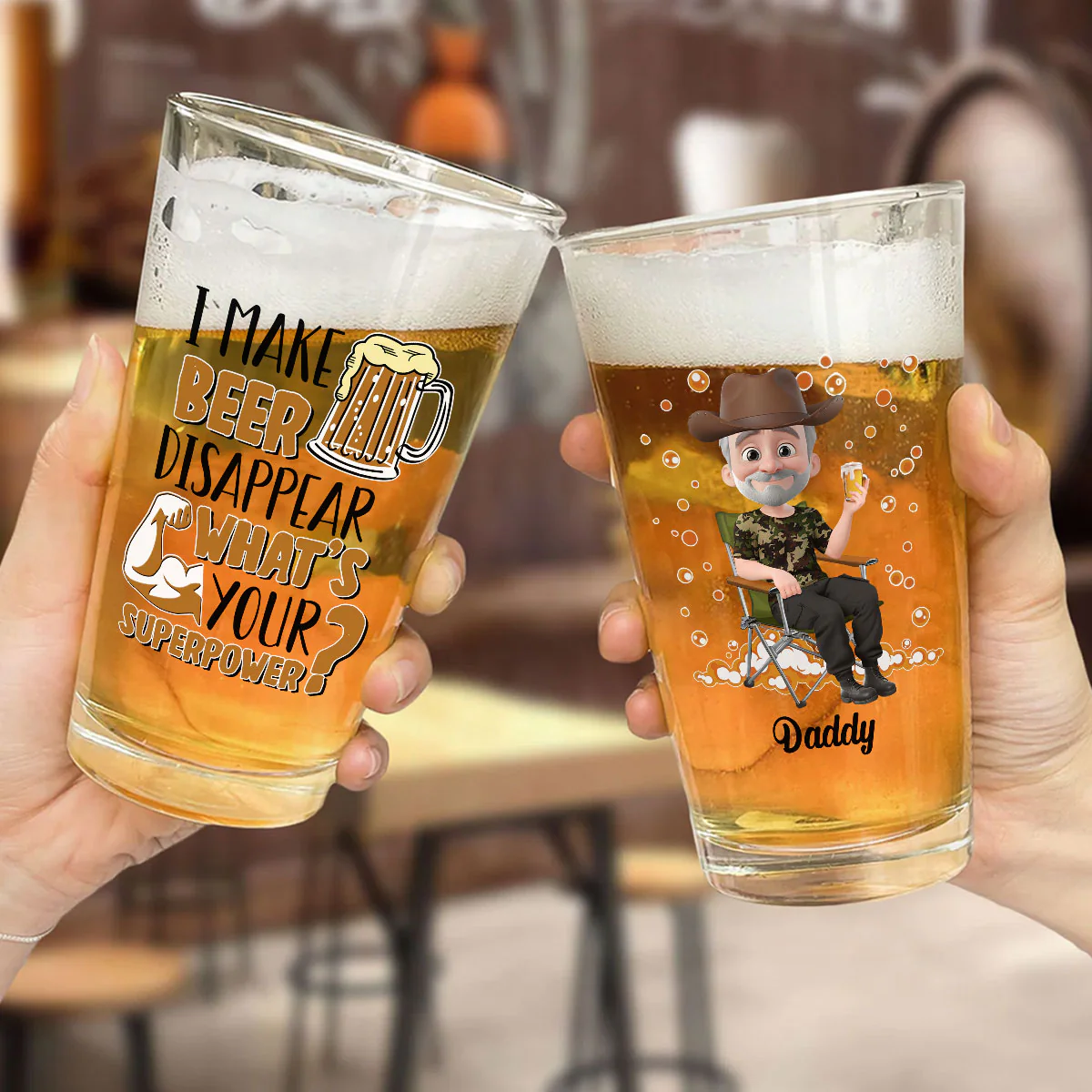 I Make Beer Disappear - Personalized Custom Beer Glass - Image 3