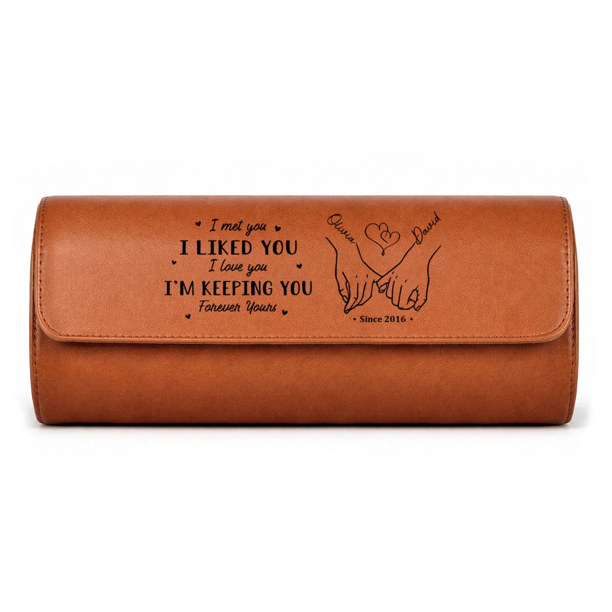 I Met You I Liked You - Personalized Custom Leather Watch Case - Image 13