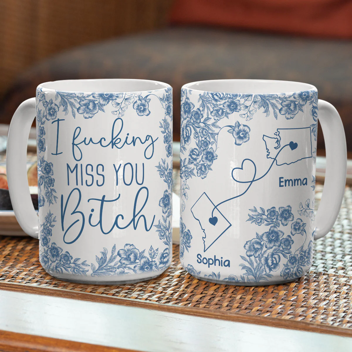 I Miss You Bestie Blue - Personalized Custom 3D Inflated Effect Mug - Image 8