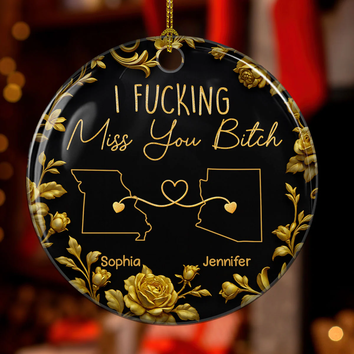 I Miss You Bestie Dark Version - Personalized Custom Ceramic Ornament - Image 2
