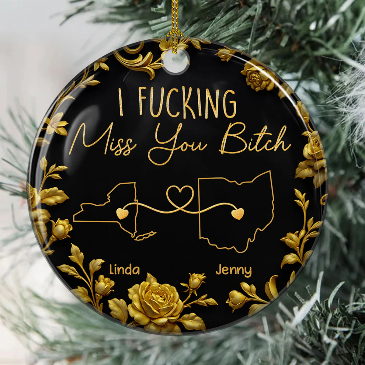I Miss You Bestie Dark Version - Personalized Custom Ceramic Ornament - Image 3