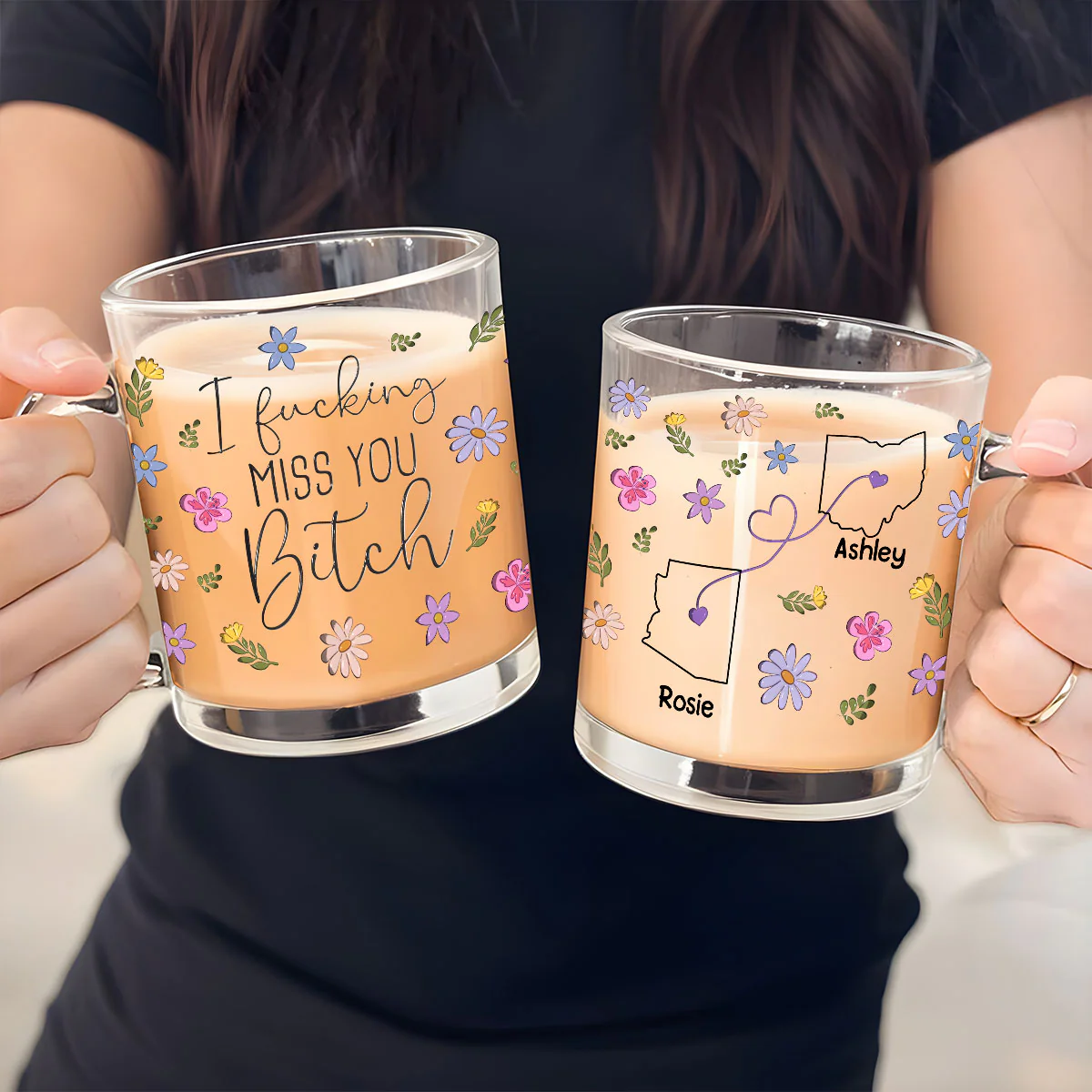 I Miss You Bestie - Personalized Custom Glass Mug - Image 4