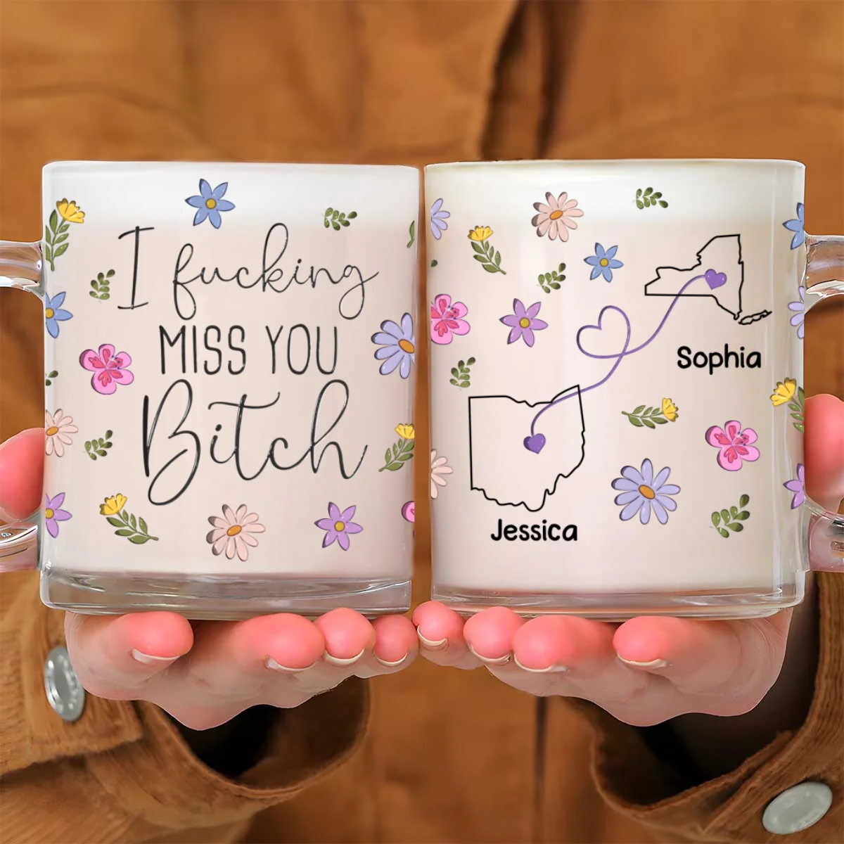 I Miss You Bestie - Personalized Custom Glass Mug - Image 6