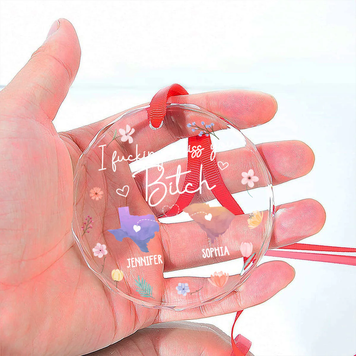 I Miss You Bestie - Personalized Custom Glass Ornament - Image 4