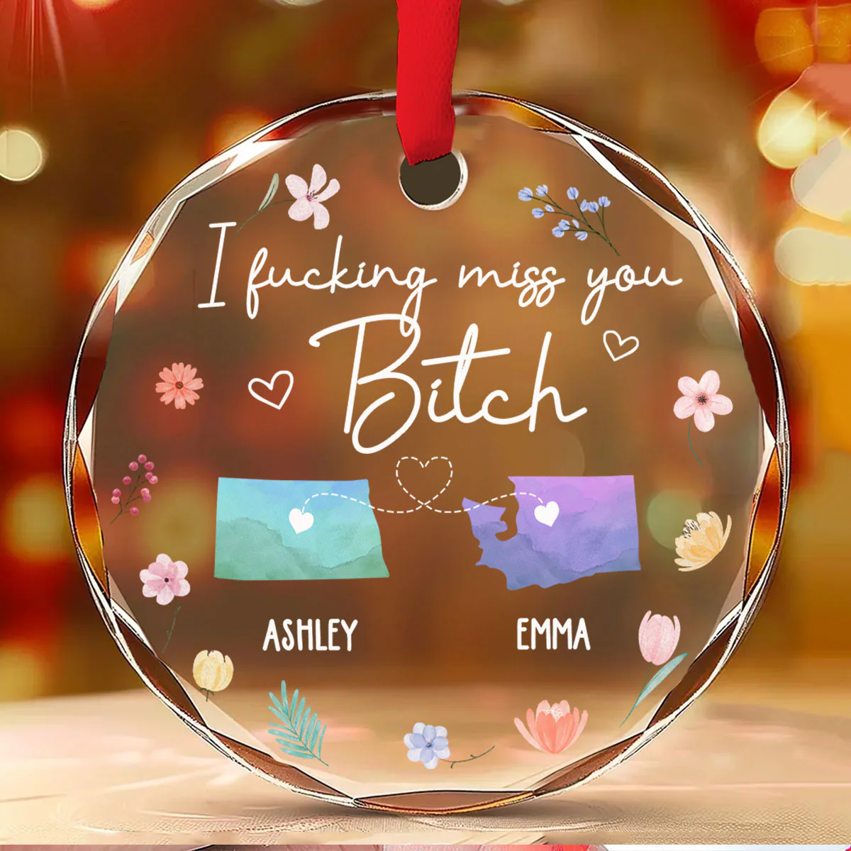 I Miss You Bestie - Personalized Custom Glass Ornament - Image 5