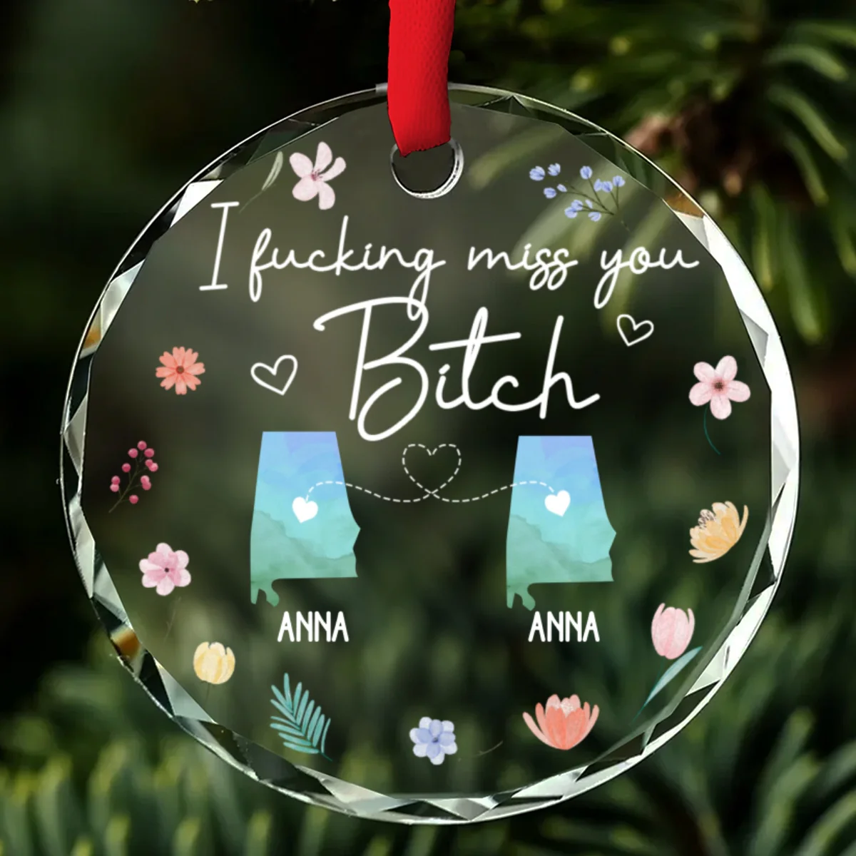 I Miss You Bestie - Personalized Custom Glass Ornament - Image 6
