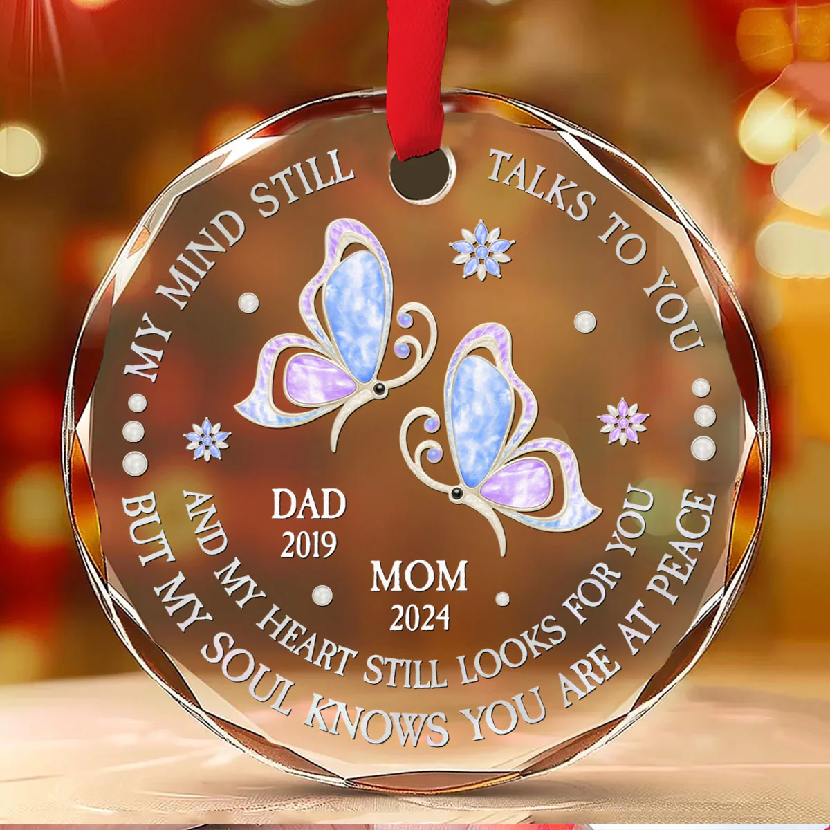 I Miss You But My Soul Knows You Are At Peace - Personalized Custom Glass Ornament - Image 2
