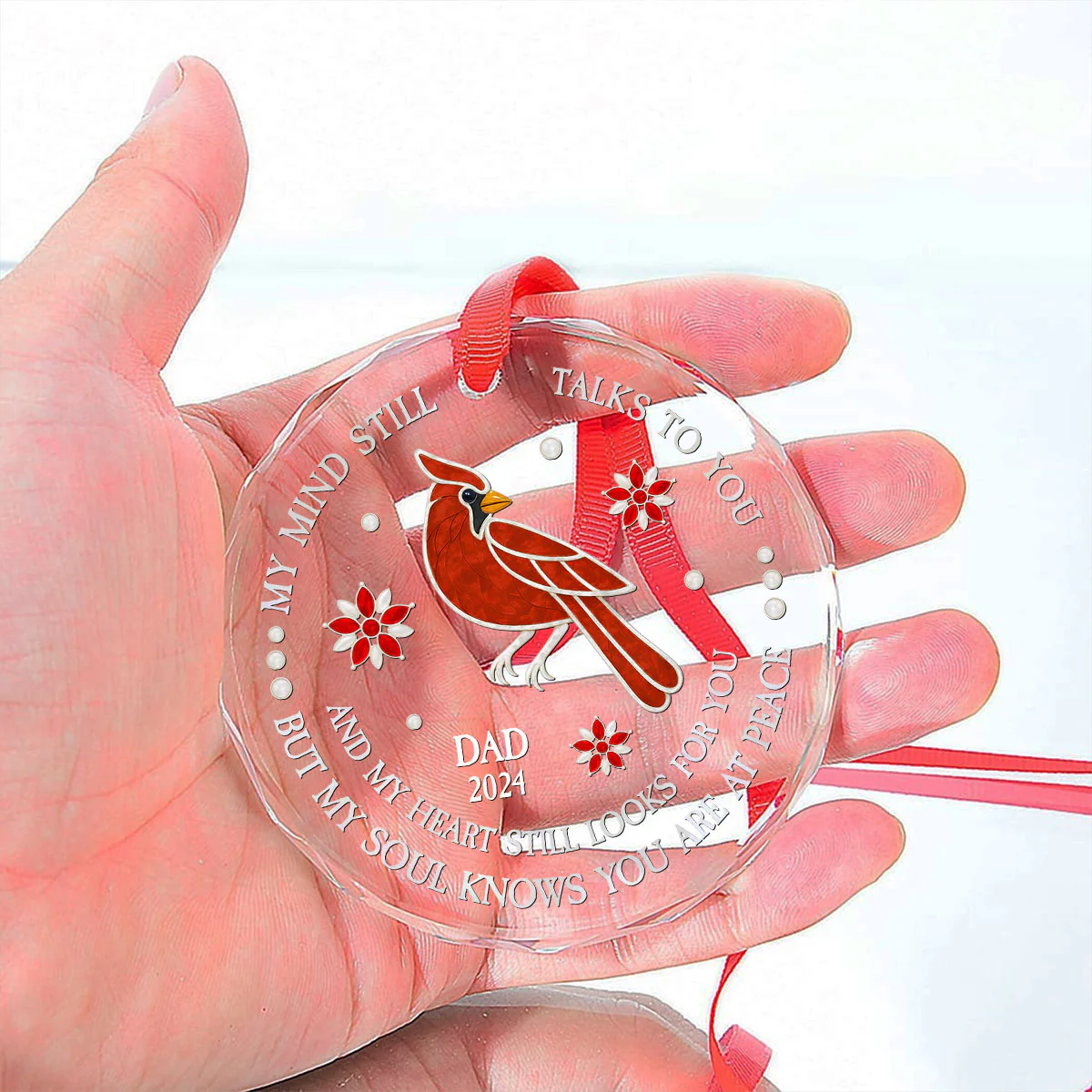 I Miss You But My Soul Knows You Are At Peace - Personalized Custom Glass Ornament - Image 4