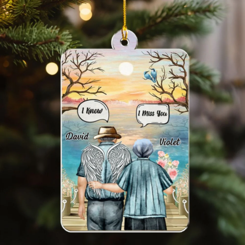 I Miss You Old Couple - Personalized Custom Acrylic Ornament - Image 4