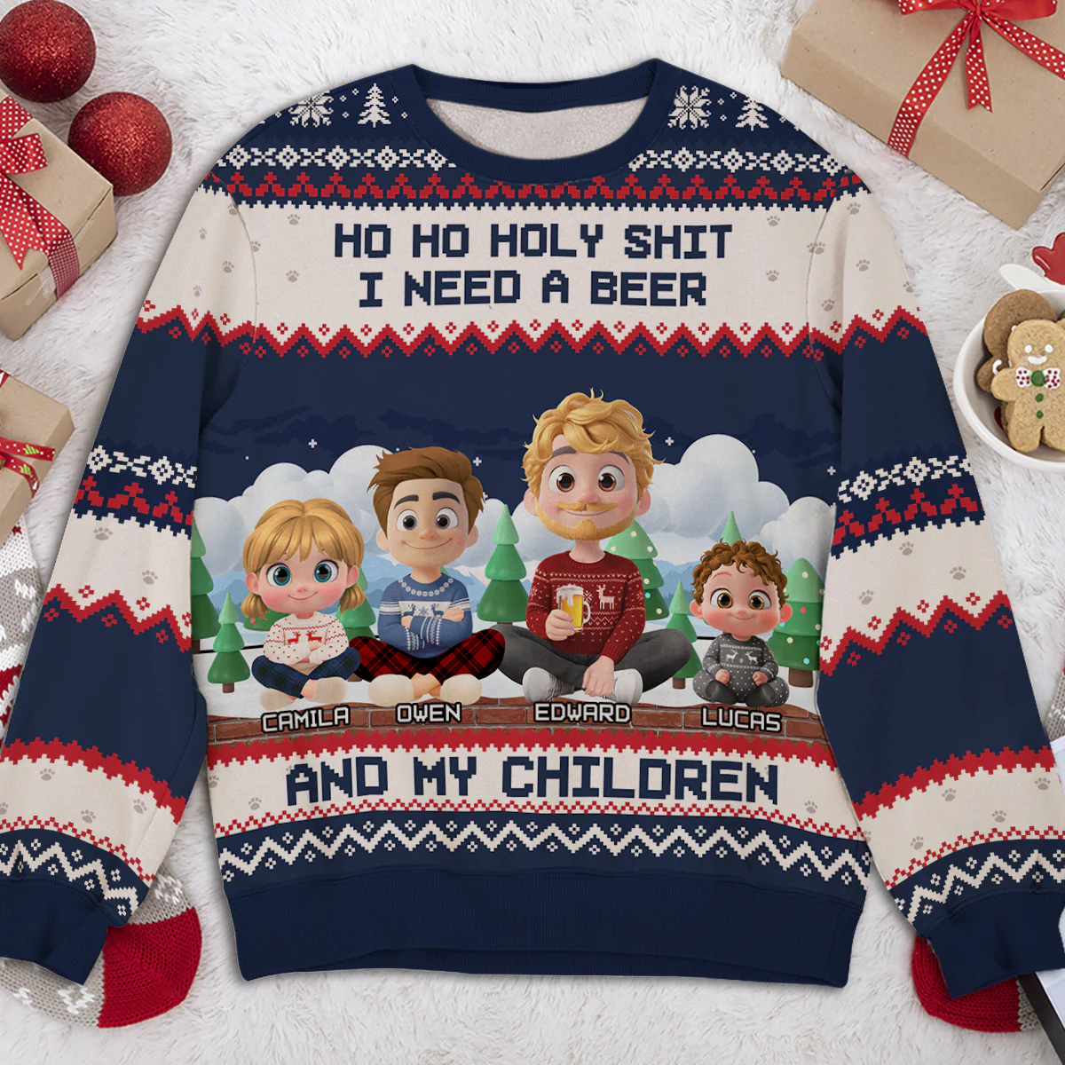 I Need A Beer And My Children - Personalized Custom All-Over-Print Sweatshirt  - Image 3